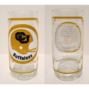 Sams Collector 1975 Football 16 oz Glass Nebraska CU Colorado Buffaloes Vintage
